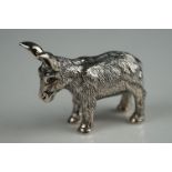 Heavy cast silver figure of a donkey