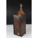 A 19th century oak Candle Box with pierced heart decoration.
