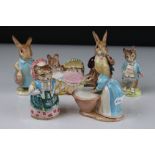 Six Early Beswick Beatrix Potter Figures, all with oval gold back stamps to include Mr Benjamin
