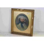 19th century English School overpainted photograph portrait of James Willan Watts, oval, approx.