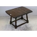 Small Oak Joint Stool style Table with drop flaps, 51cms wide x 42cms high