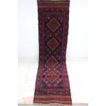 Hand Knotted Woolen Meshwani Runner Rug, 214cms x 59cms
