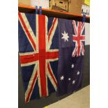Two large vintage flags, to include a Union Jack & a flag of Australia