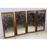 Set of Four Mirrors, each etched with an Art Nouveau style Maiden depicting the four seasons, all