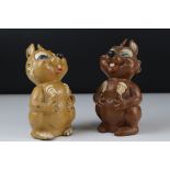 Two painted cast iron figures of Chip and Dale the cartoon Chipmonks probably door stops.