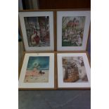 Four reproduction prints, after Mary Petty for The New Yorker, framed and glazed, approx. 40.5cm x