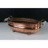 Copper Oval Planter with Ceramic Handles, 43cms long