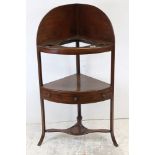 George III Mahogany Corner Washstand with undershelf and splayed legs, 57cms wide x 107cms high