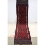 Hand Knotted Woolen Meshwani Runner Rug, 244cms x 62cms