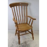 Beech Wood Windsor Lathe Back Farmhouse Elbow Chair, 120cms high