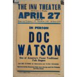 Music Poster - A rare example of an early 1960's poster printed on card for folk singer Doc Watson