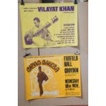 Music Poster - Two concert posters to include Vilayat Khan at Odeon Swiss Cottage UK quad 30" x