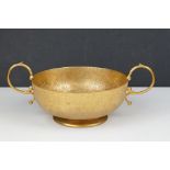 Louis Comfort Tiffany - Favrile Metal Twin Handled Bowl with a mottled gold finish stamped ' Louis