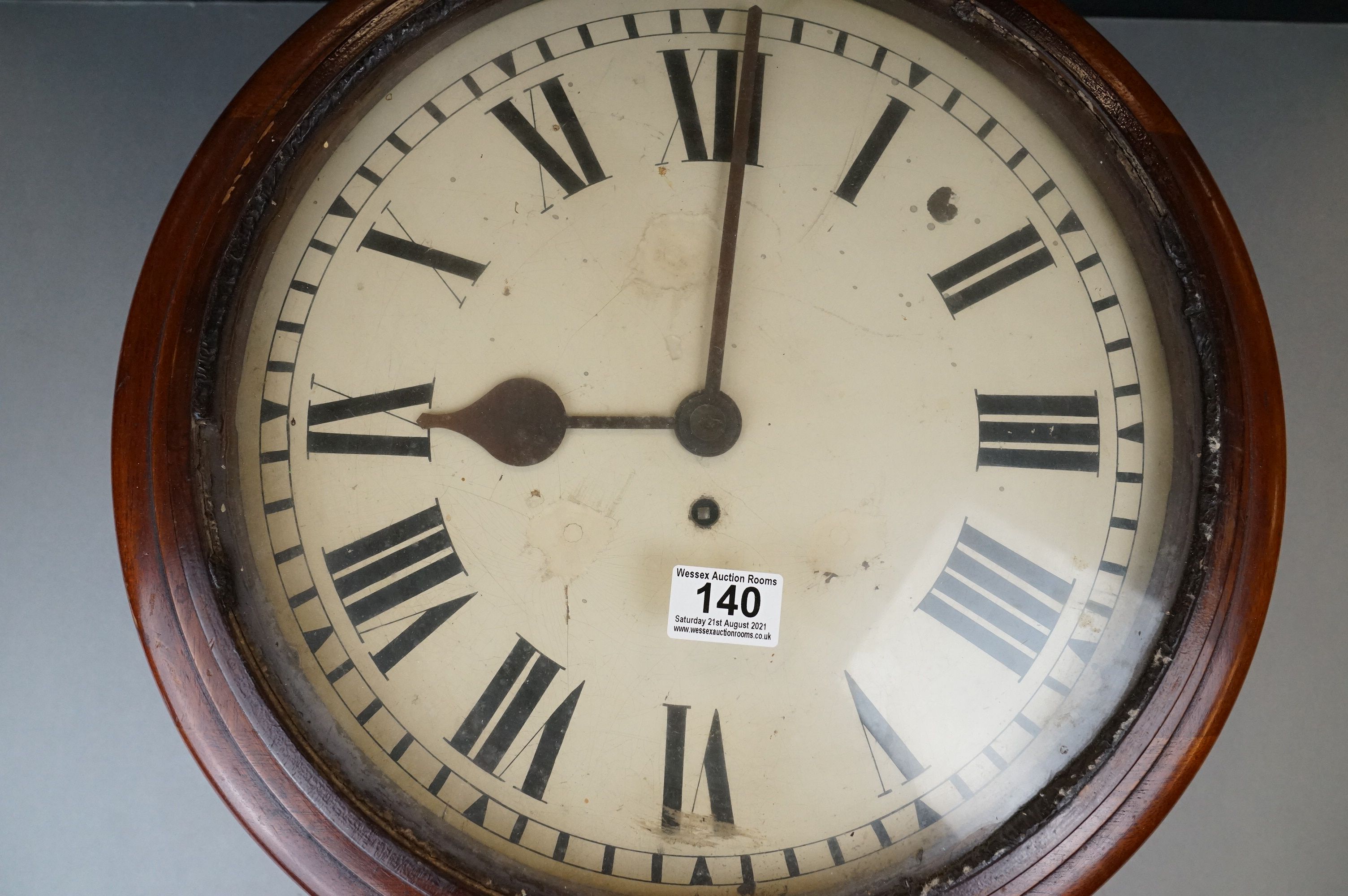 Late 19th / Early 20th century Circular Mahogany Cased Classroom or Station Clock, with Roman - Image 2 of 6