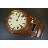 An Antique oak cased drop dial two train movement wall clock.
