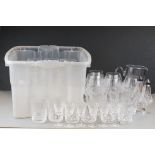 Large collection of Waterford Cut Glass including Water Jug, 6 large tumblers, 6 small tumblers, 6