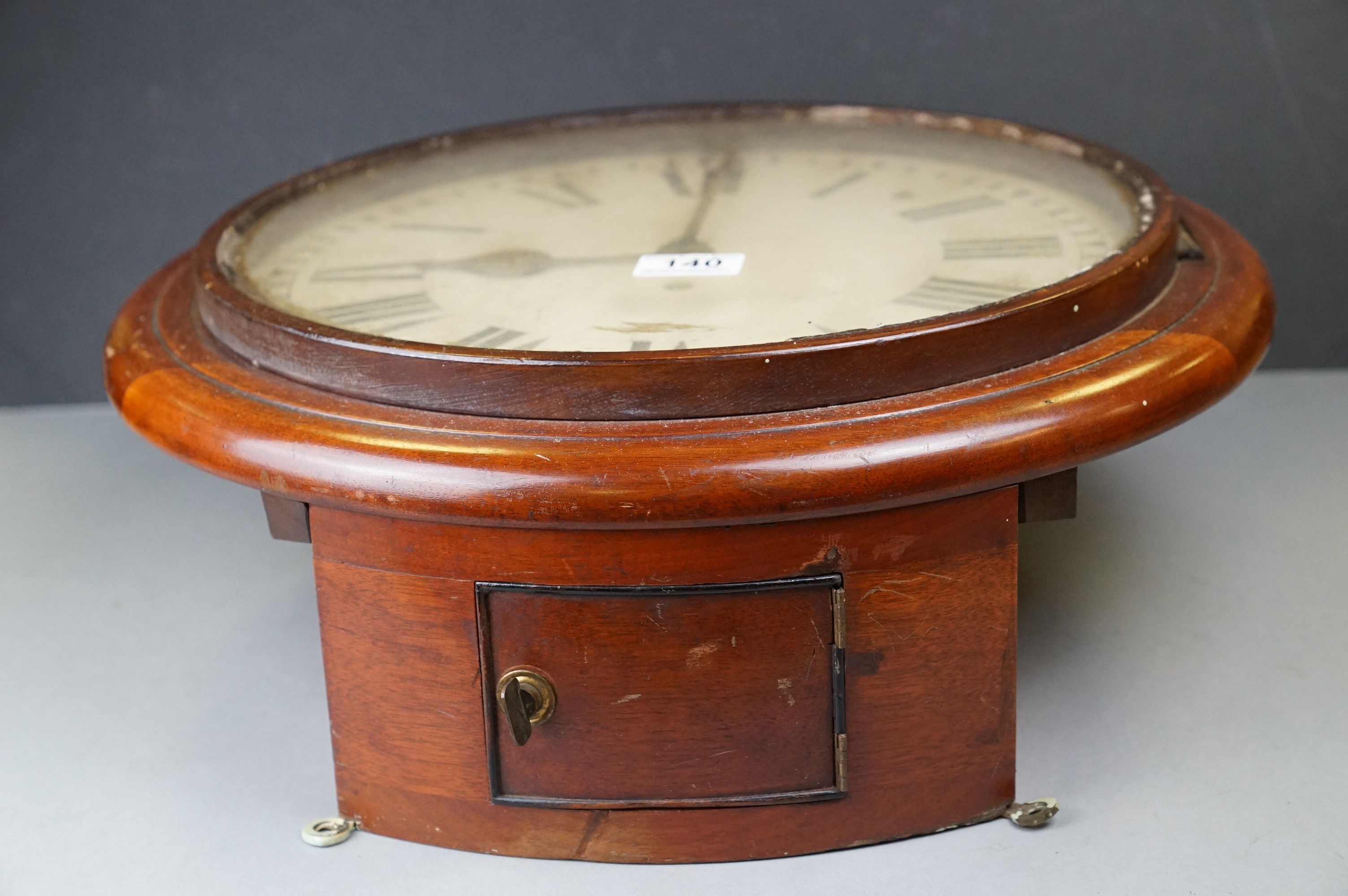 Late 19th / Early 20th century Circular Mahogany Cased Classroom or Station Clock, with Roman - Image 3 of 6