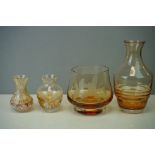 Four pieces of yellow Caithness glassware