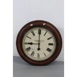 Late 19th / Early 20th century Shop Wall Clock, the white enamel face with Roman numerals and marked