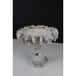 Grand Tour style Alabaster Tazza, the bowl with carved grapevine decoration, 21cms high