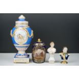 Four items of German Porcelain including 19th century Berlin Porcelain Bust of a Classical Woman,