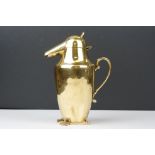 Art Deco 1930's Period Brass Cocktail Pouring Jug in the form of a Penguin, 19cms high