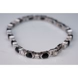 Silver, CZ & onyx line bracelet