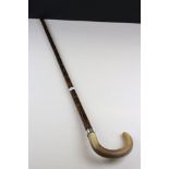 Walking Stick with Horn Handle and Silver Band