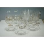 A collection of mainly 19th century etched glasses decorated with vine leaves and barley, to include