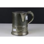 Victorian Pewter Tankard (later with an applied pouring spout), inscribed, 15cms high