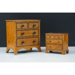 Two rosewood miniature chest of drawers apprentice pieces