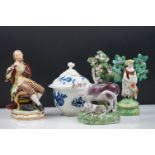 Four 18th and 19th century items of English Ceramics including Derby Bocage Cow and Calf Group,