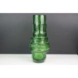 Whitefriars Glass Willow Hoop Vase in Green, 29cms high