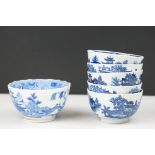 Five 18th century Worcester Tea Bowls together with another 18th century Tea Bowl
