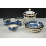 Collection of 18th / 19th century Caughley Ceramics including Tea Cup, Tea Bowl and Two Saucers,