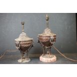 A pair of antique 19th century spelter lamps.