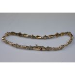 10ct yellow gold and diamond fancy link bracelet