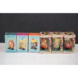 Six boxed Marx mechanical wind-up toys to include Kidsie Kone, Punchie Pineapple, Weepie Waffle,