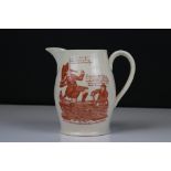 19th century Creamware Jug, inscribed to one side ' Success to the Volunteers ' and on the other a