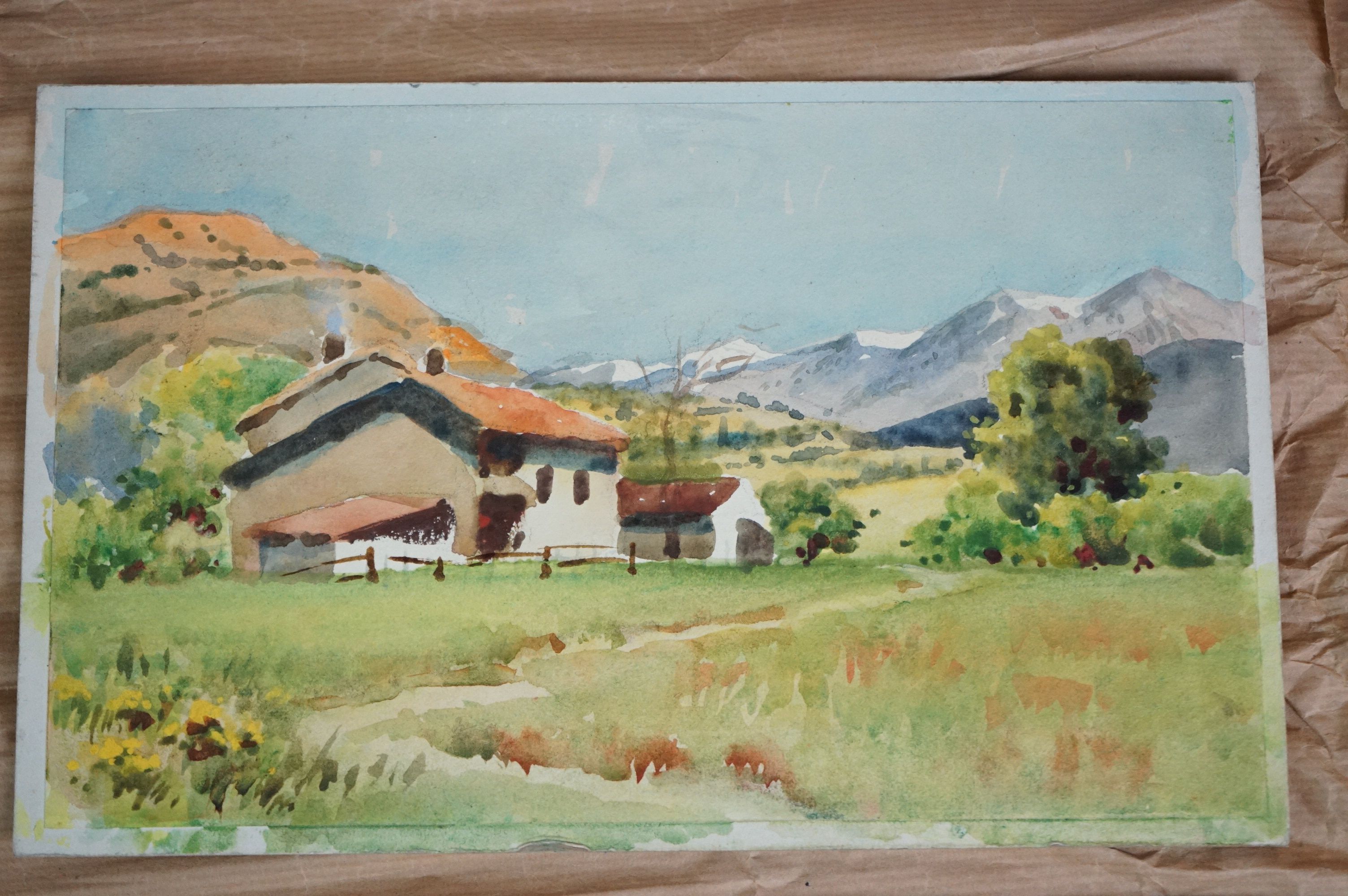 A folio of watercolours of rural scenes. - Image 4 of 7