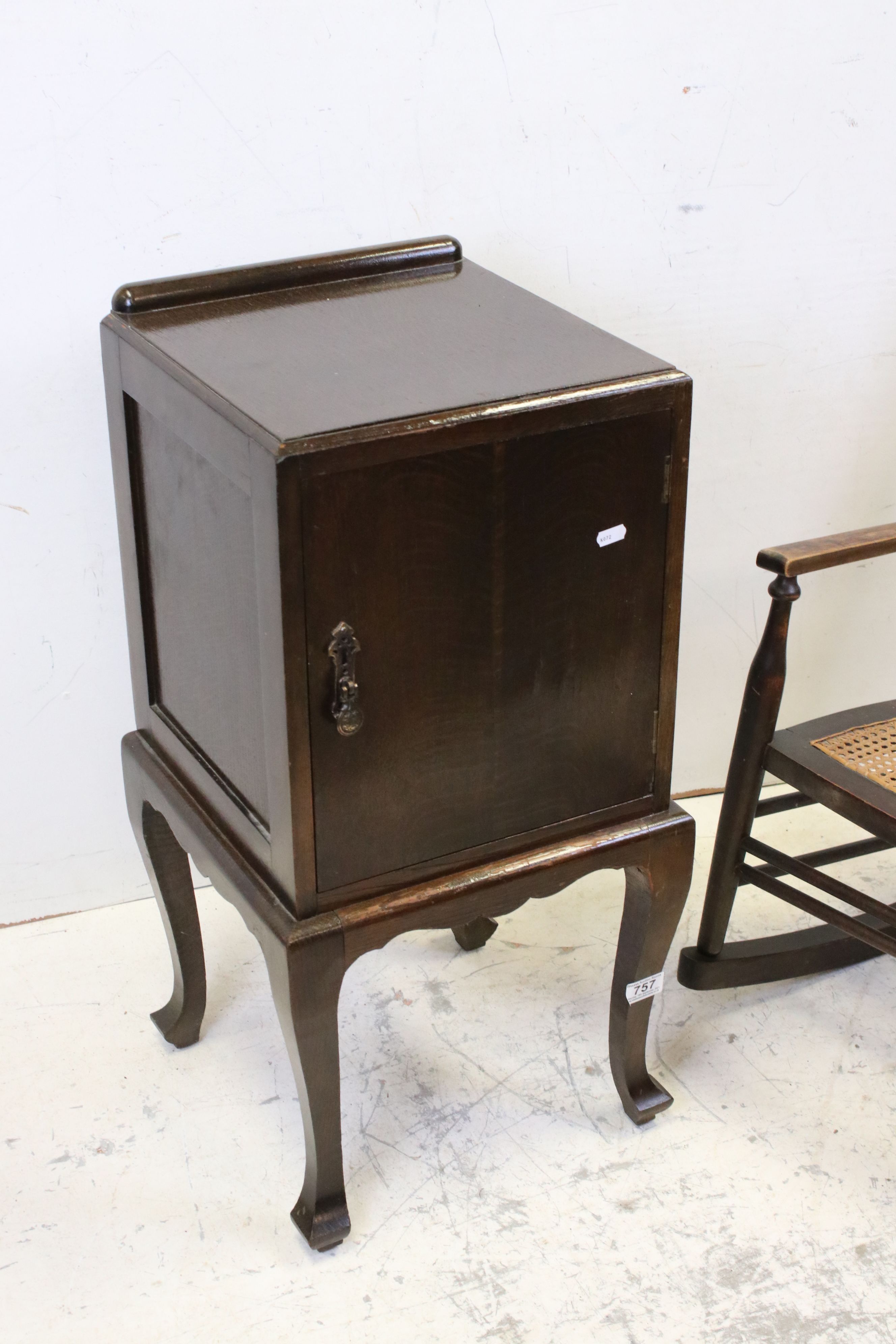 Early 20th century Rocking Chair and an Oak Bedside Cabinet - Image 3 of 3