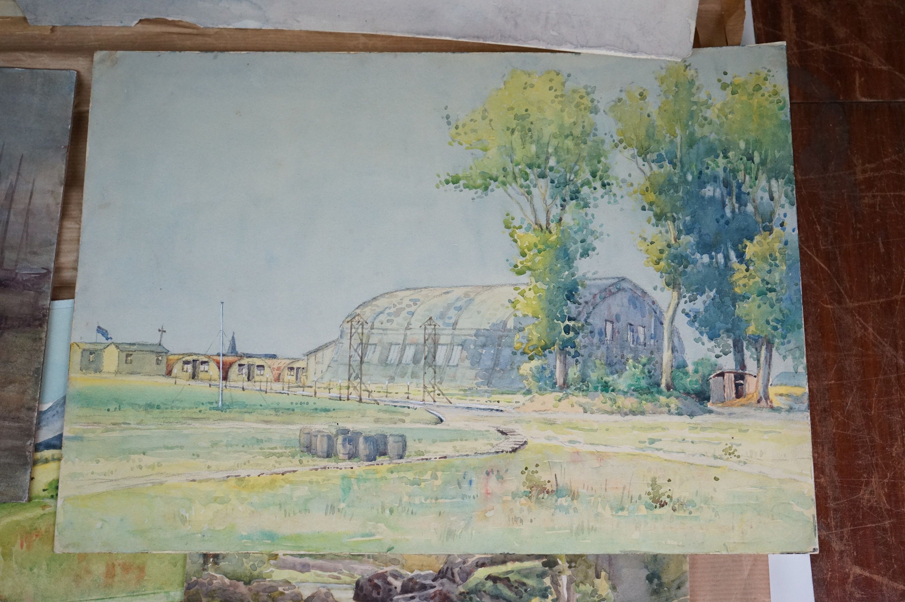 A folio of watercolours of rural scenes. - Image 2 of 7