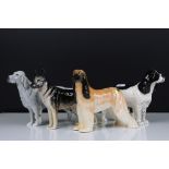 Four Beswick Dogs including Alsatian ' Ulrica of Brittas ' (no.969), English Setter ' Bayldone
