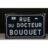 French Enamel Street Sign ' Rue Du Docteur Bouquet ', 40cms x 25cms