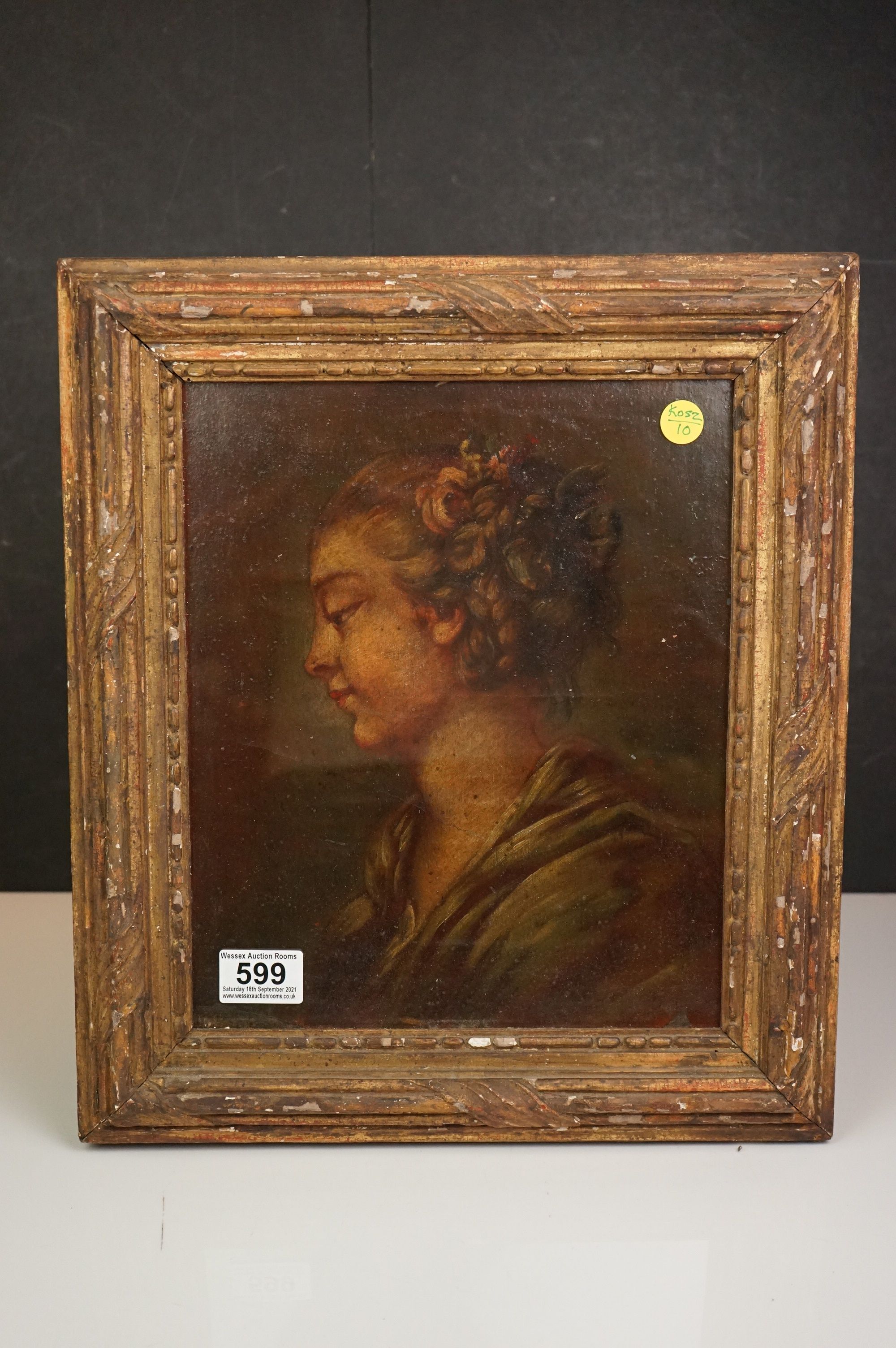 Oil on board of a classical lady