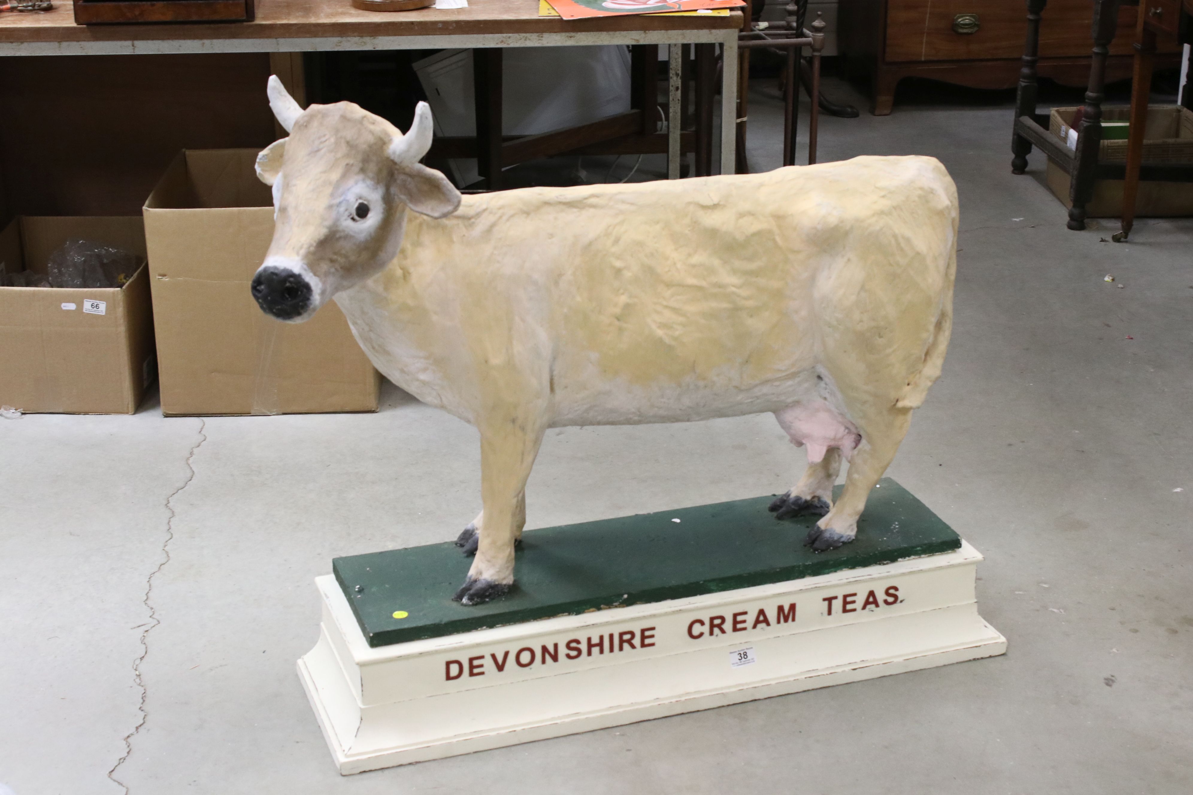 Large vintage papier mache cow advertising Devonshire Cream Teas