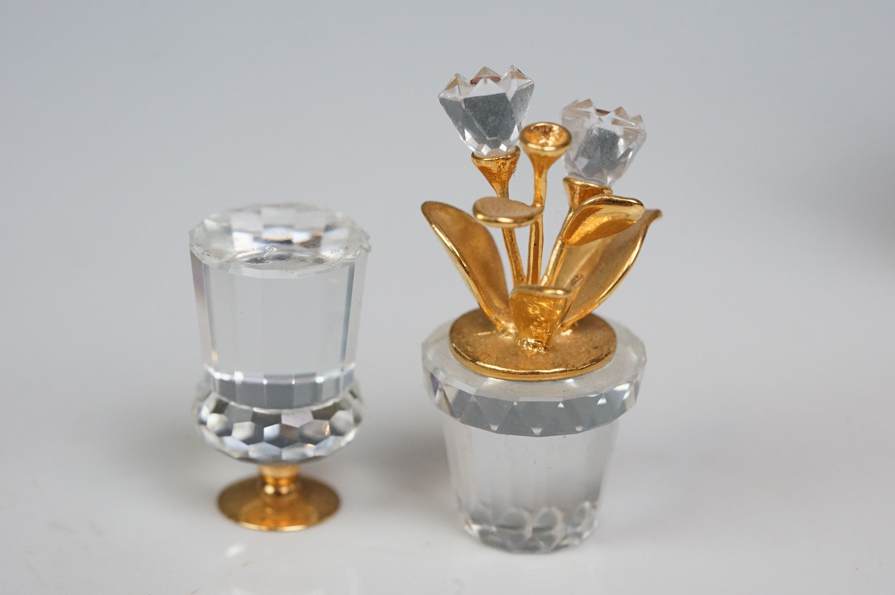 Nine Swarovski Crystal miniatures, comprising champagne bottle, two champagne flutes, teapot with - Image 4 of 5