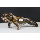 Large Murano Black and Gold Flecked Glass Tiger, 41cms long