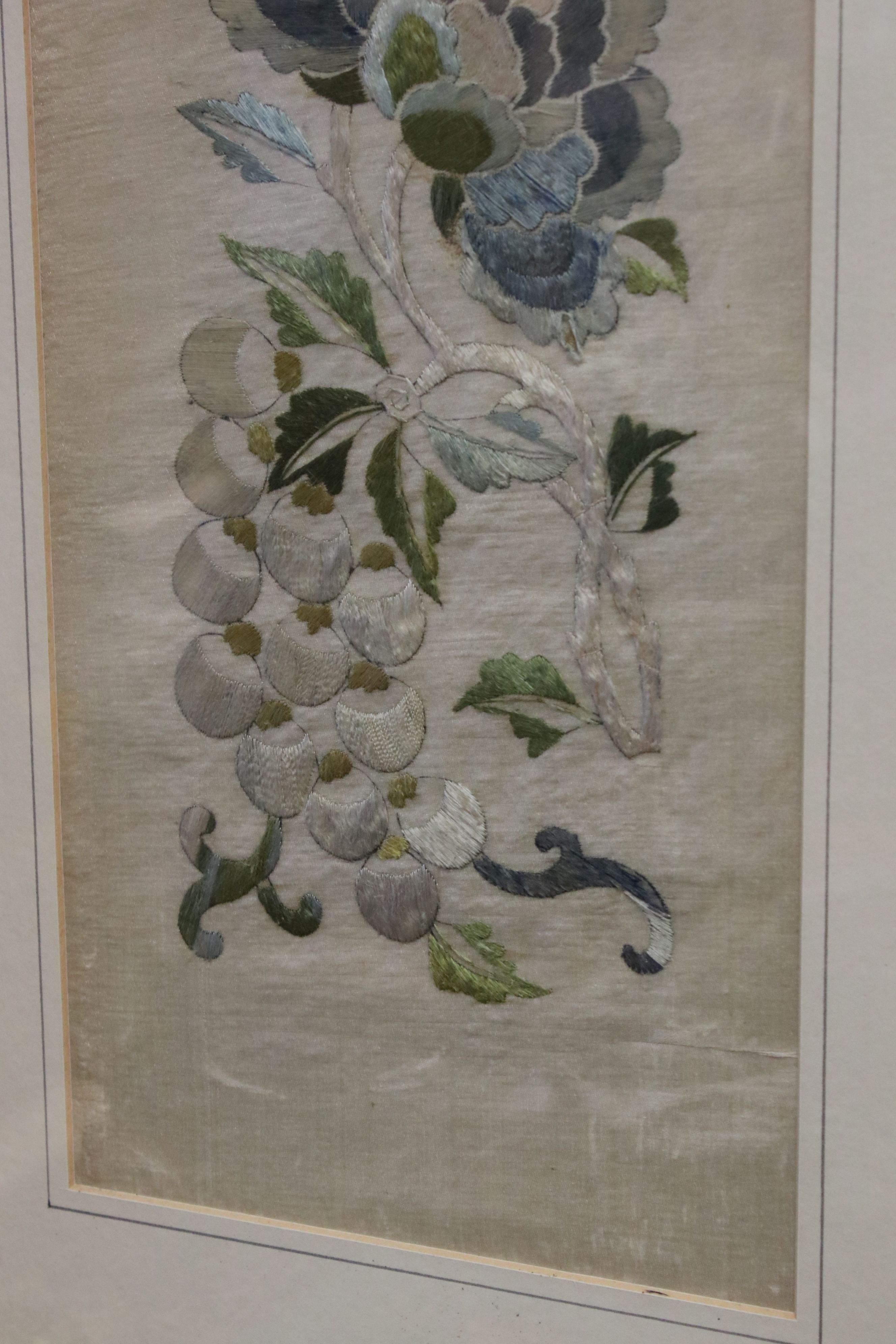 Pair of Framed and Glazed Oriental Silk Embroideries, one depicting birds, butterflies and flowers - Image 3 of 6