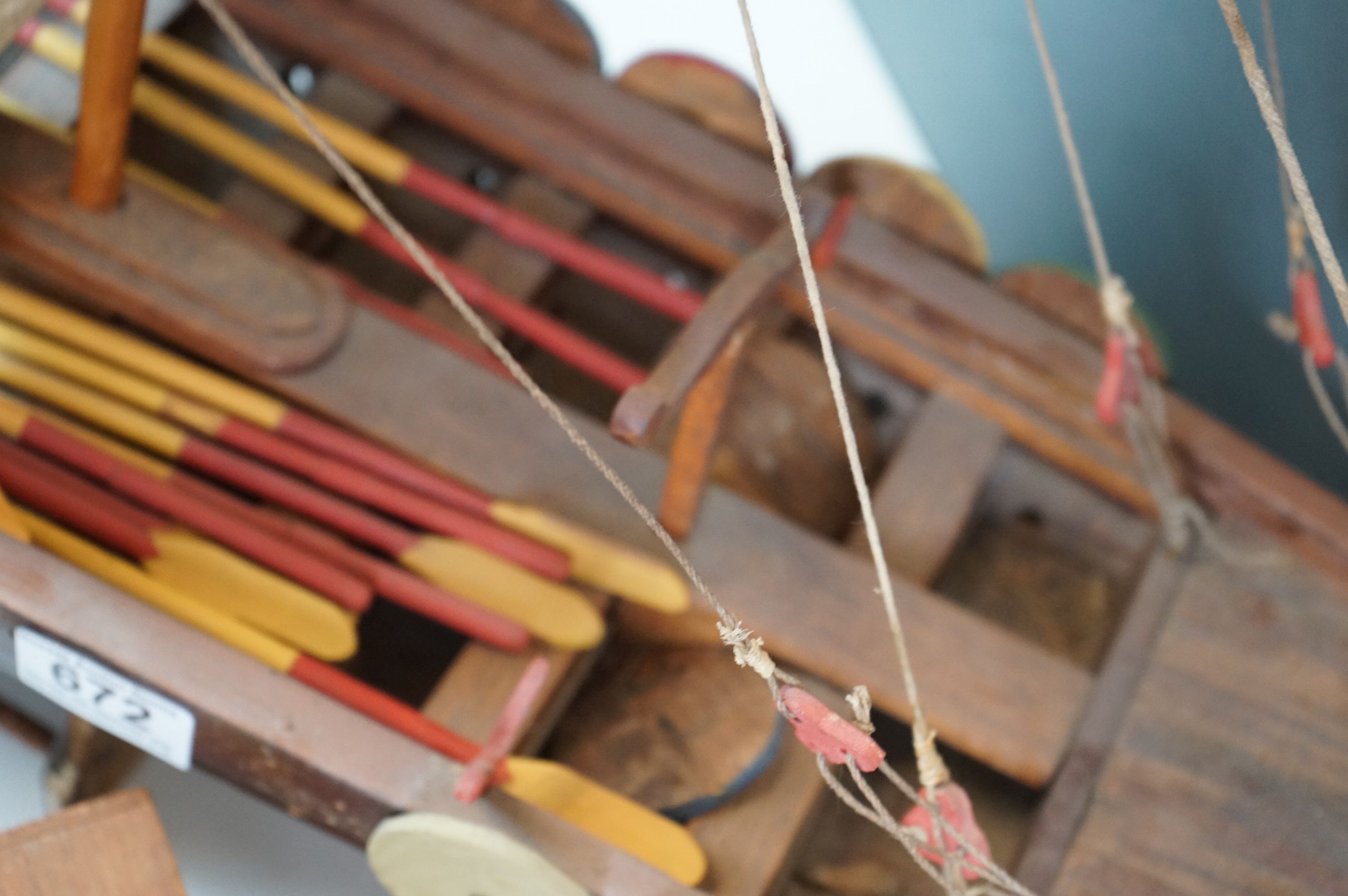 Scratch Built Wooden Painted Model of a Viking Boat, 73cms long - Image 5 of 6